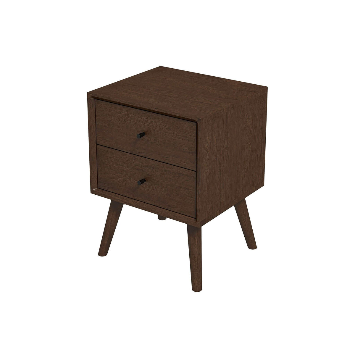 Mid-Century Modern Night Stand with 2 Drawers - Dark Brown or White, photo 3 of 30