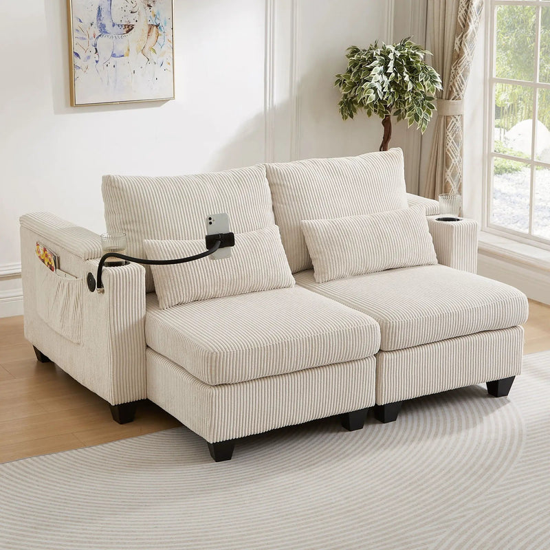 Convertible Chaise Lounge Sofa Chair With USB Ports, Cup Holders, Phone Holder And Storage by Unique Piece Furniture