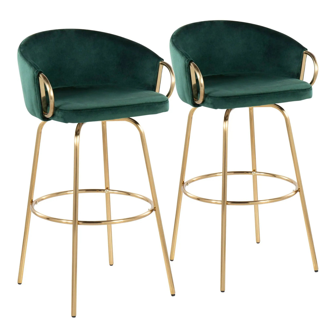 Claire - Contemporary / Glam Fixed Height Bar Stool (Set of 2) Round Footrest (Set of 2) by HouseOfZazla