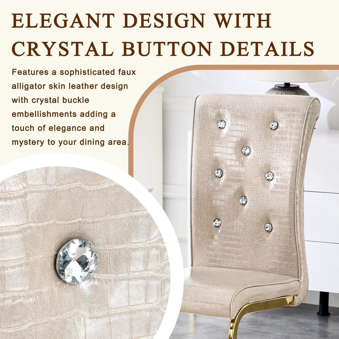 Elegant Design Alligator Skin Upholstered Dining Chairs by HouseOfZazla