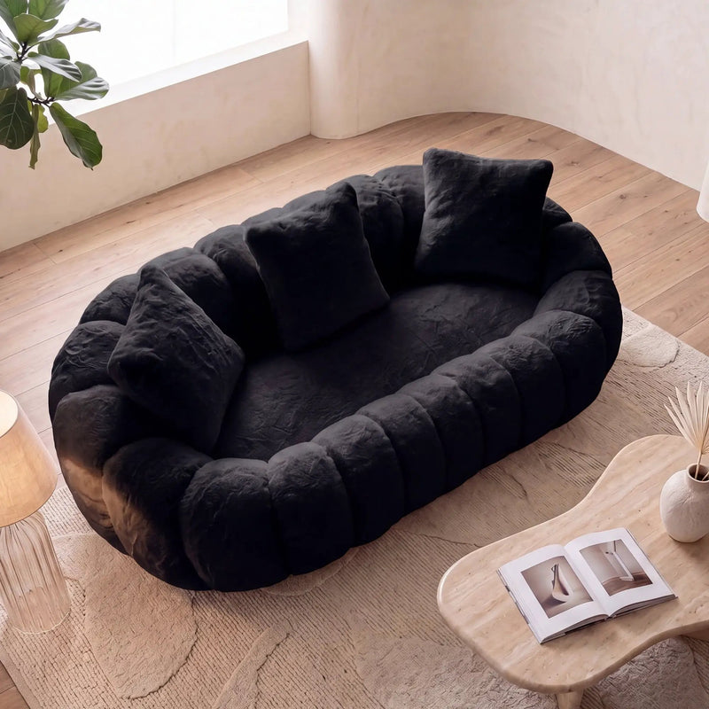 Floral-Shaped Ultra-Soft Faux Fur Two-Seater Sofa by HouseOfZazla
