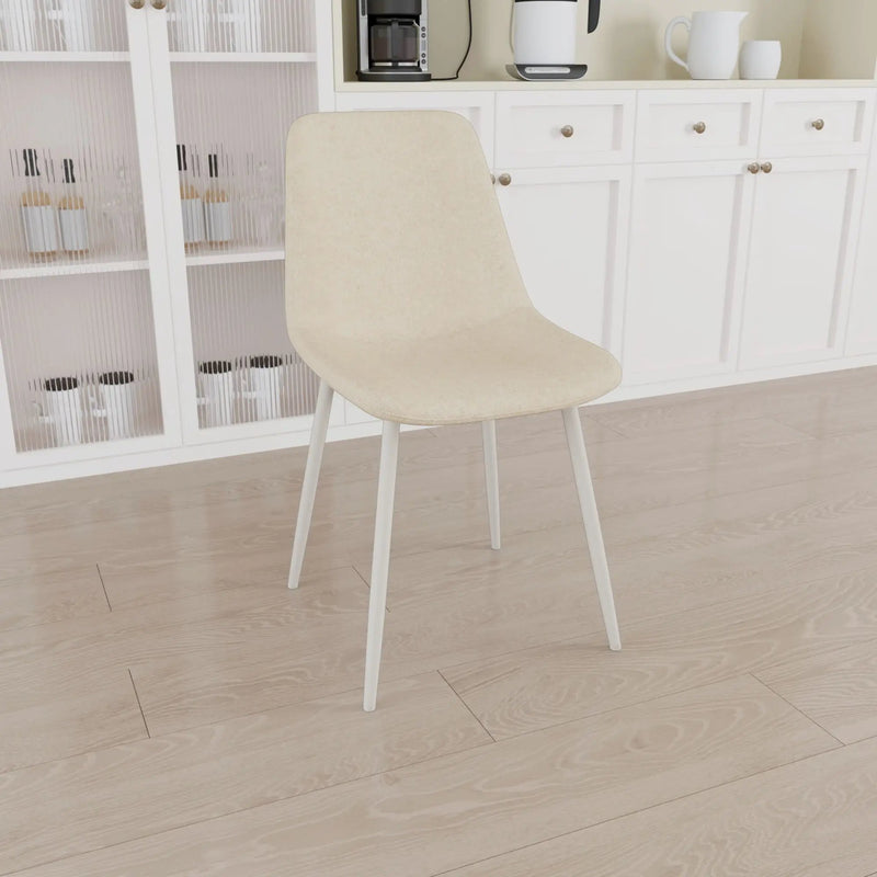 Modern Kitchen Dining Chairs (Set of 4) With Linen Padding And Sturdy Metal Legs - Beige by HouseOfZazla