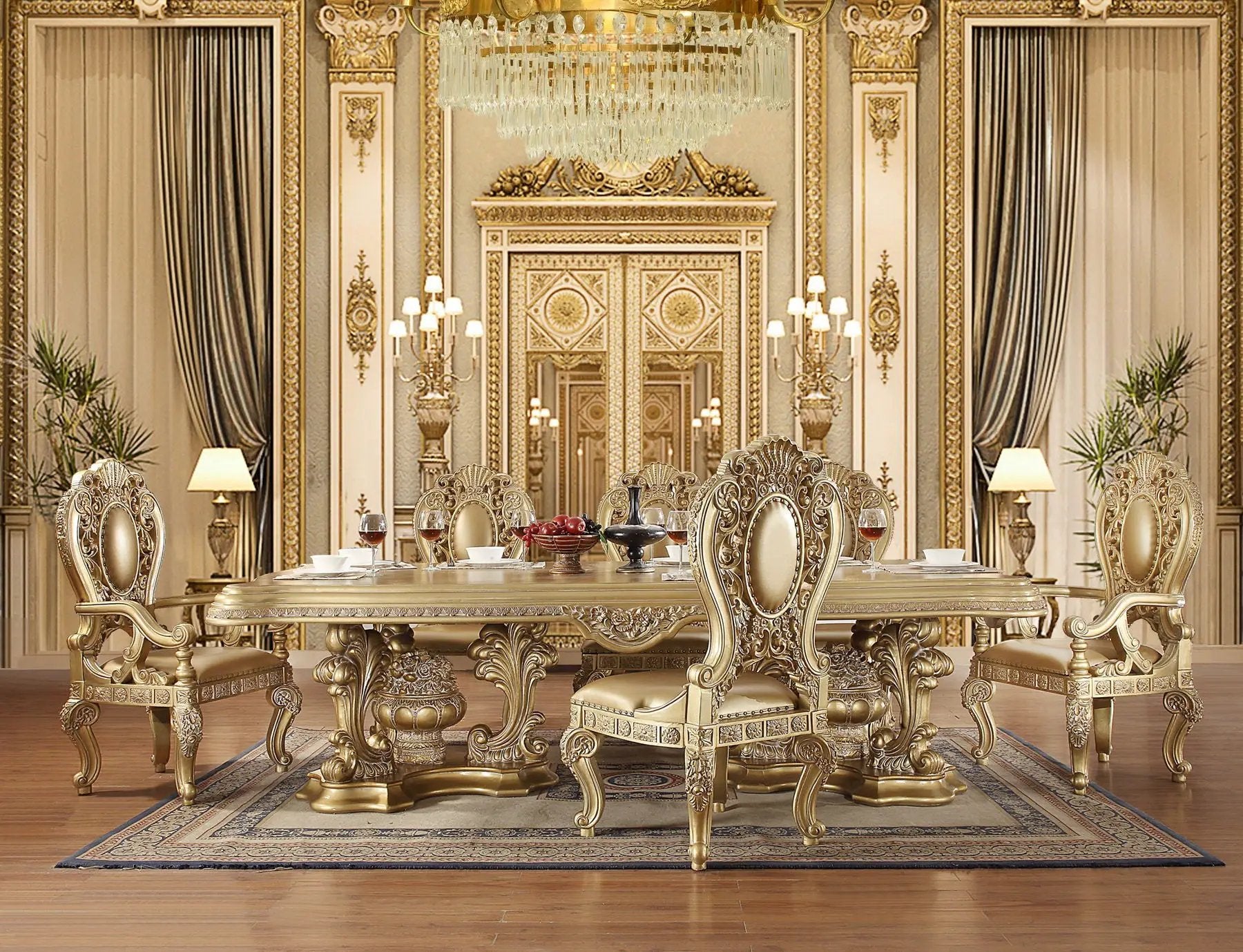Seville - Side Chair (Set of 2) - Synthetic Leather & Gold by Unique Piece Furniture