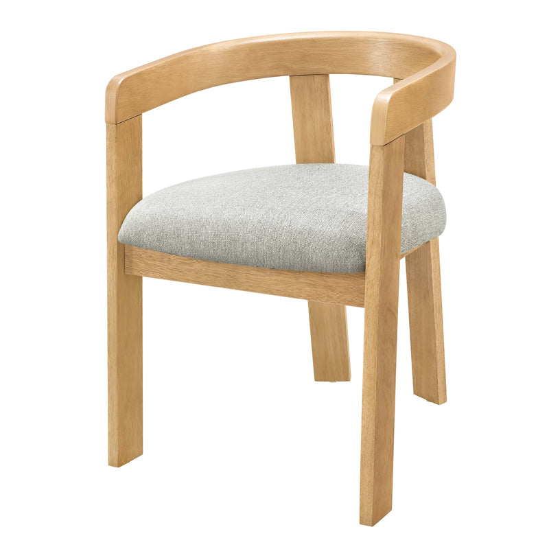 Modern Barrel Dining Chairs Set of 2 with Rubber Wood Frame - Grayish Green, photo 9 of 10