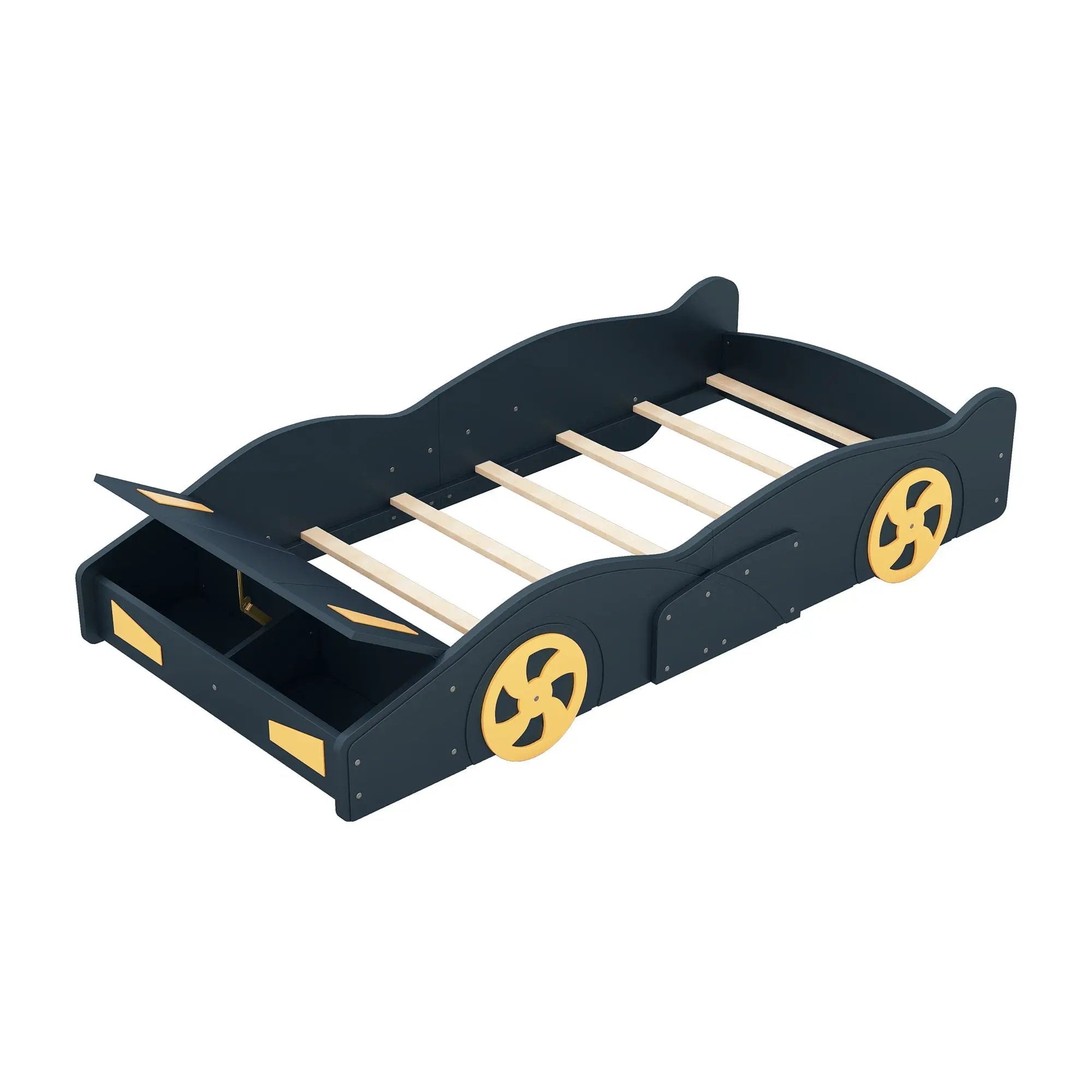 Race Car Shaped Platform Bed With Wheels And Storage by Unique Piece Furniture