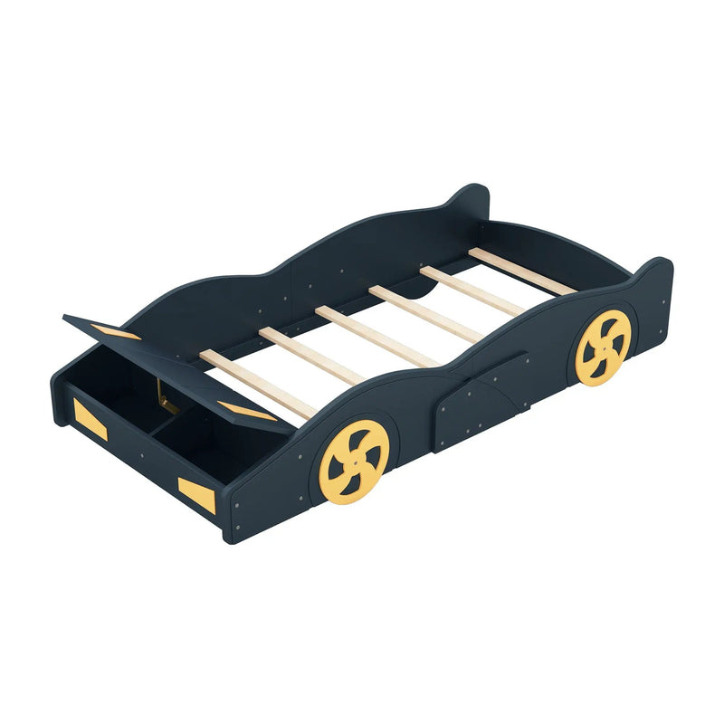 Race Car Shaped Platform Bed With Wheels And Storage by Unique Piece Furniture