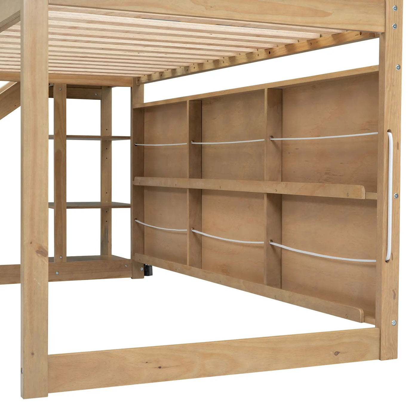 House Loft Bed With Slide, Storage Shelves And Light, Climbing Ramp by HouseOfZazla