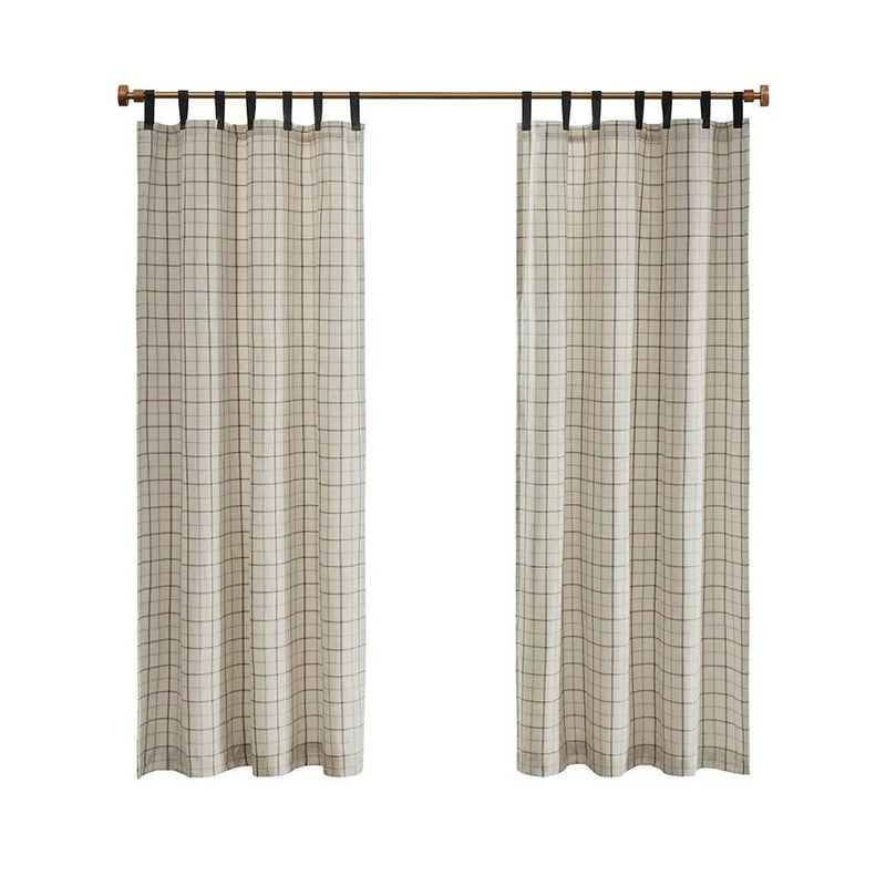 Plaid Faux Leather Tab Top Curtain Panel with Fleece Lining by HouseOfZazla