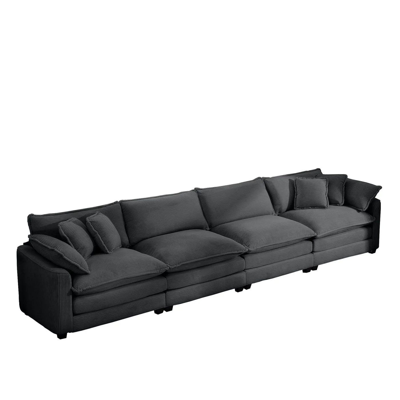 Modern Upholstered 4 Seater Fabric Sofa With Arm And Throw Pillows by Unique Piece Furniture