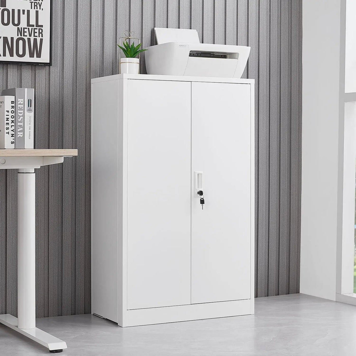 Metal Storage Cabinet With Locking Doors And Adjustable Shelf, Folding Filing Storage Cabinet, Folding Storage Locker Cabinet For Home Office, School, Garage by HouseOfZazla