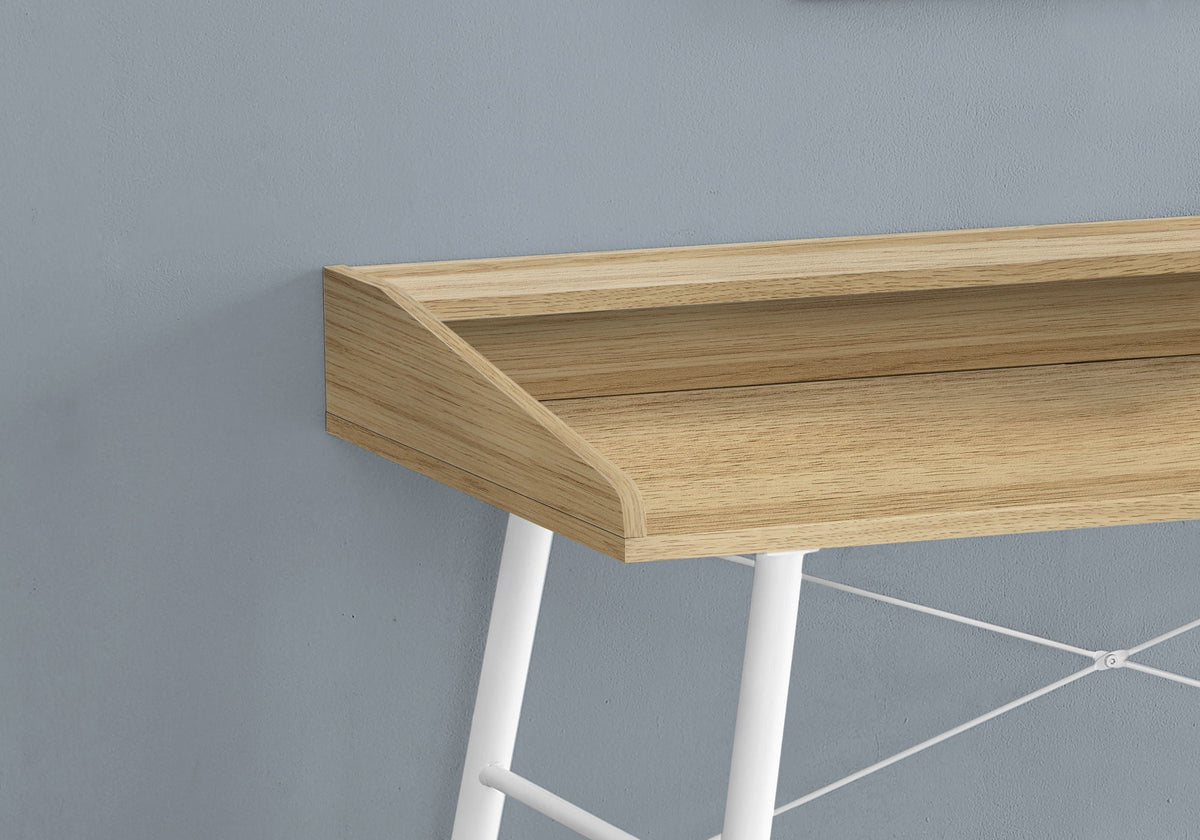 Natural Wood-Look Computer Desk with Storage Shelves - Light Brown, photo 2 of 4
