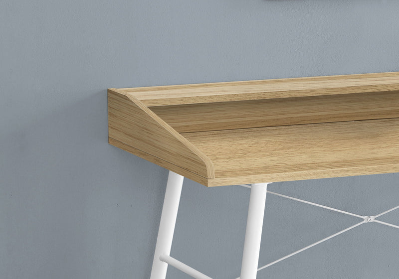 Natural Wood-Look Computer Desk with Storage Shelves - Light Brown, photo 2 of 4