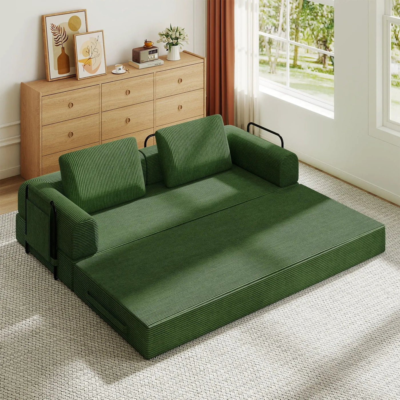 Convertible Sleeper Sofa Bed With Cylindrical Pillow by HouseOfZazla