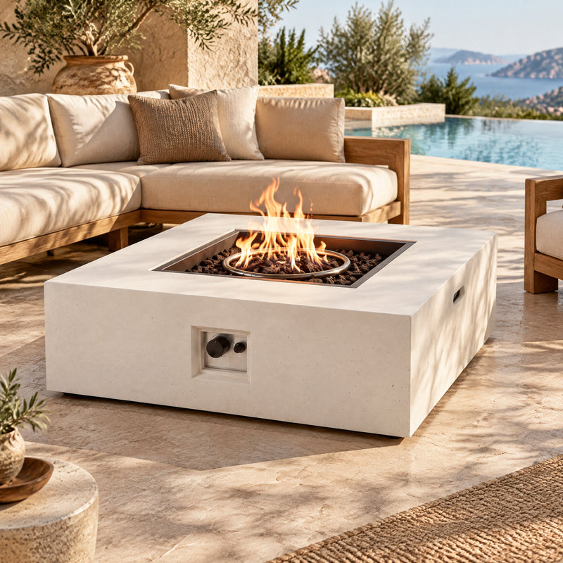 50,000 BTU Square MGO Fire Table with Propane Heating - White, photo 3 of 10