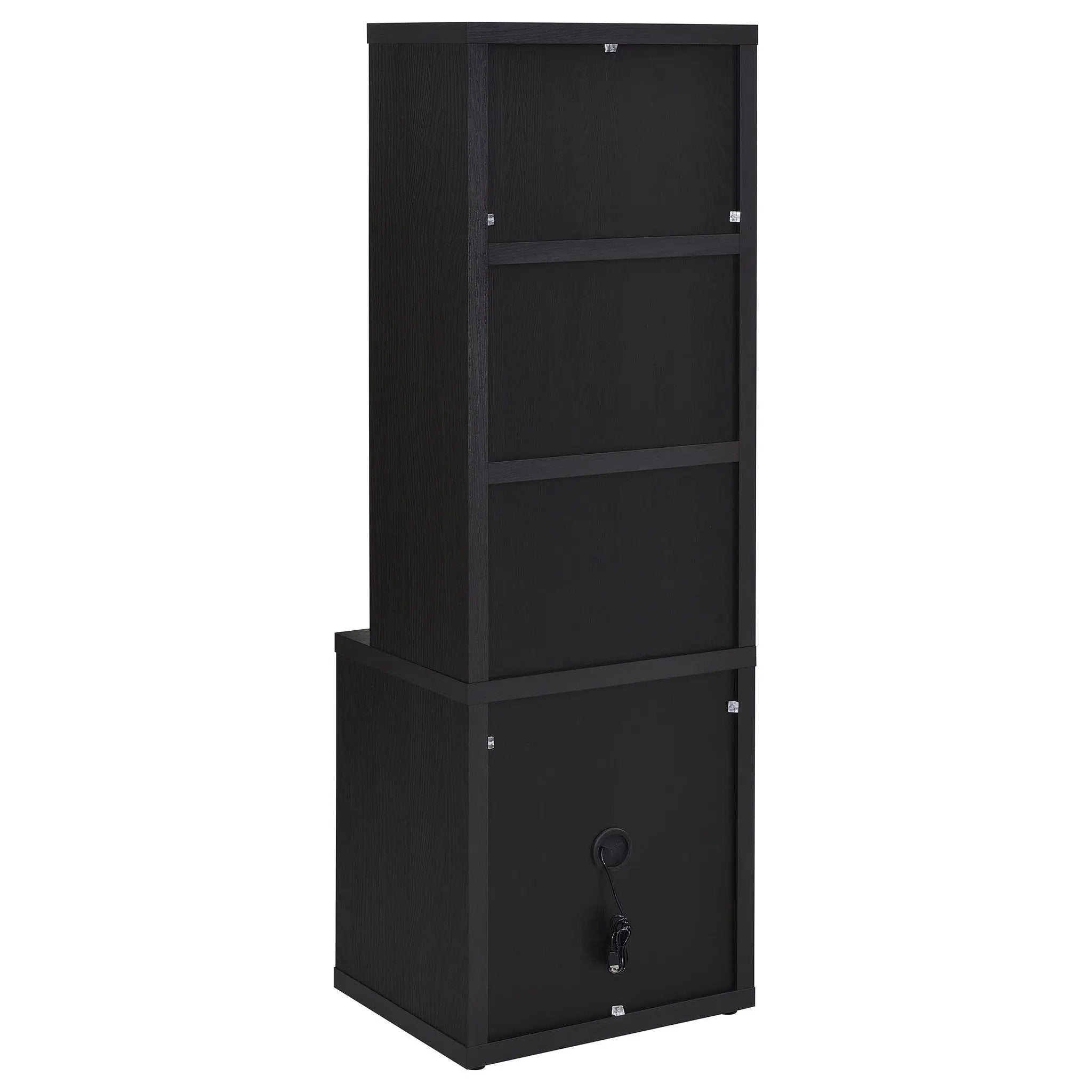 Westpark 3-shelf Bookcase USB and Lockable Drawer Black by Unique Piece Furniture