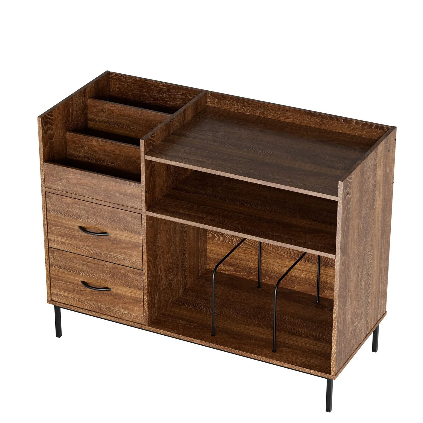 Eco-Friendly Vinyl Record Player Stand With Flip-Top Storage, Media Console With Dual Outlets And Dustproof Drawers by HouseOfZazla