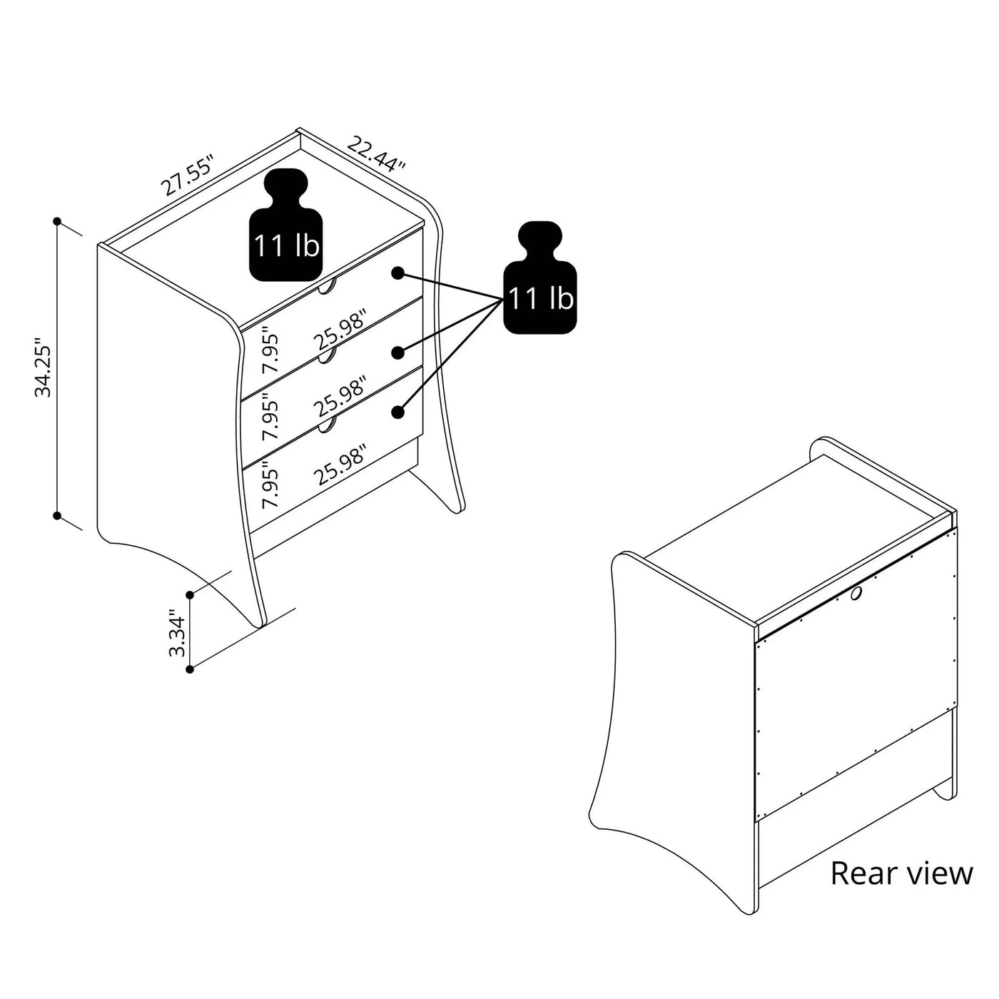 Coney - Nightstand With 3 Drawers by HouseOfZazla