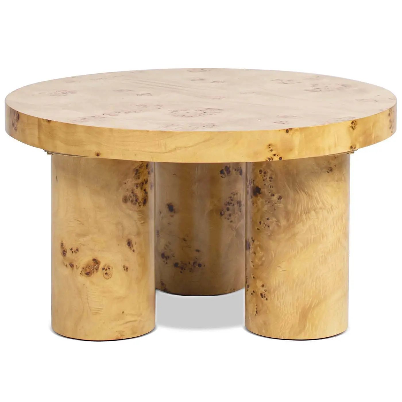 Nebula - Round Pillar Leg Coffee Table - Warm Natural Brown Burl by Unique Piece Furniture