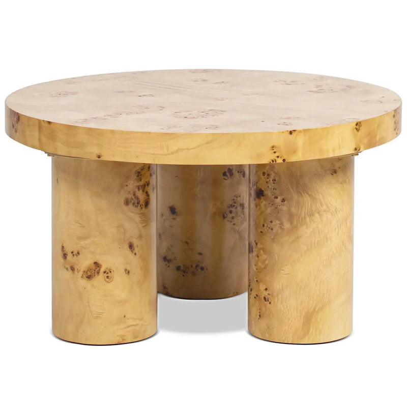 Nebula - Round Pillar Leg Coffee Table - Warm Natural Brown Burl by Unique Piece Furniture