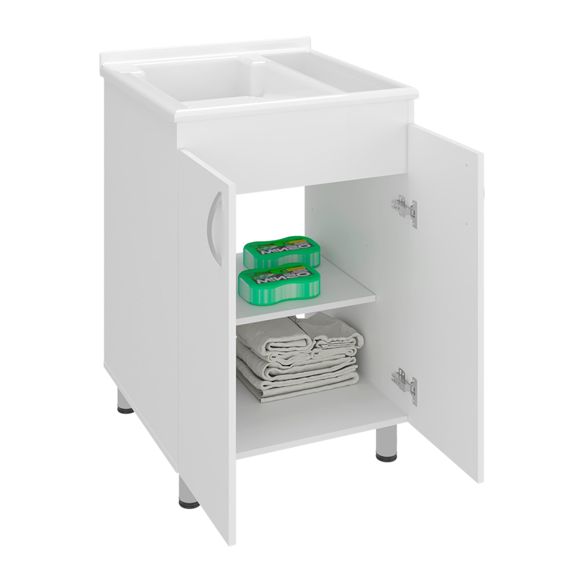 Demolotion Utility Sink Cabinet with Dual Compartments and Storage by HouseOfZazla