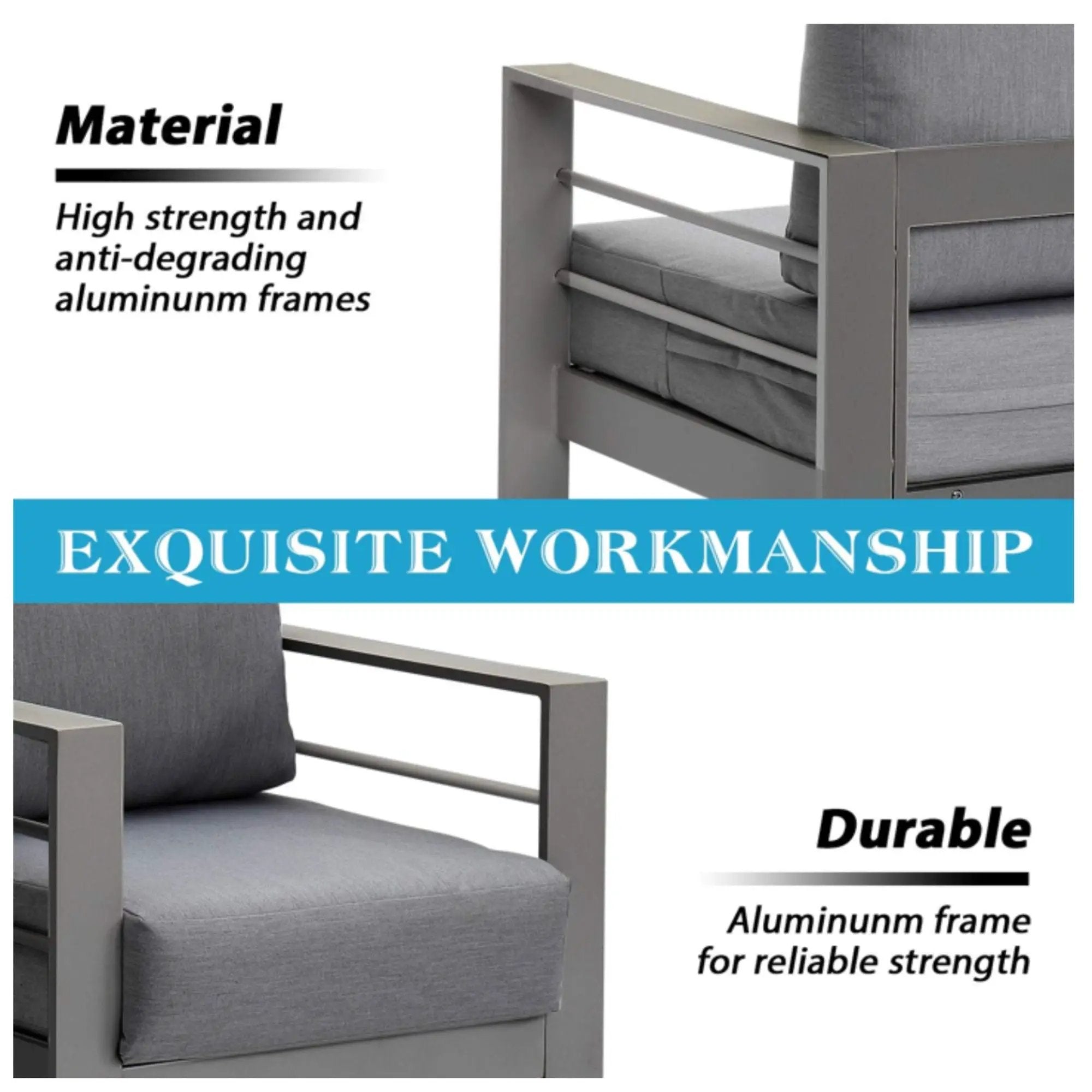 All Weather Patio Loveseat With Thick Cushions - Gray / Gray by HouseOfZazla