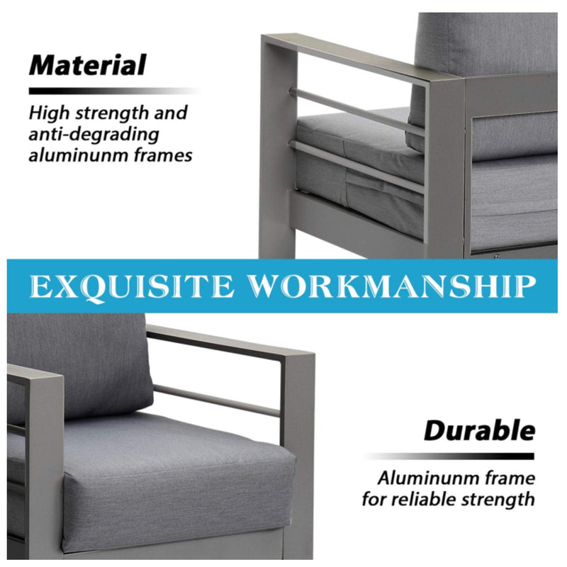 All Weather Patio Loveseat With Thick Cushions - Gray / Gray by HouseOfZazla