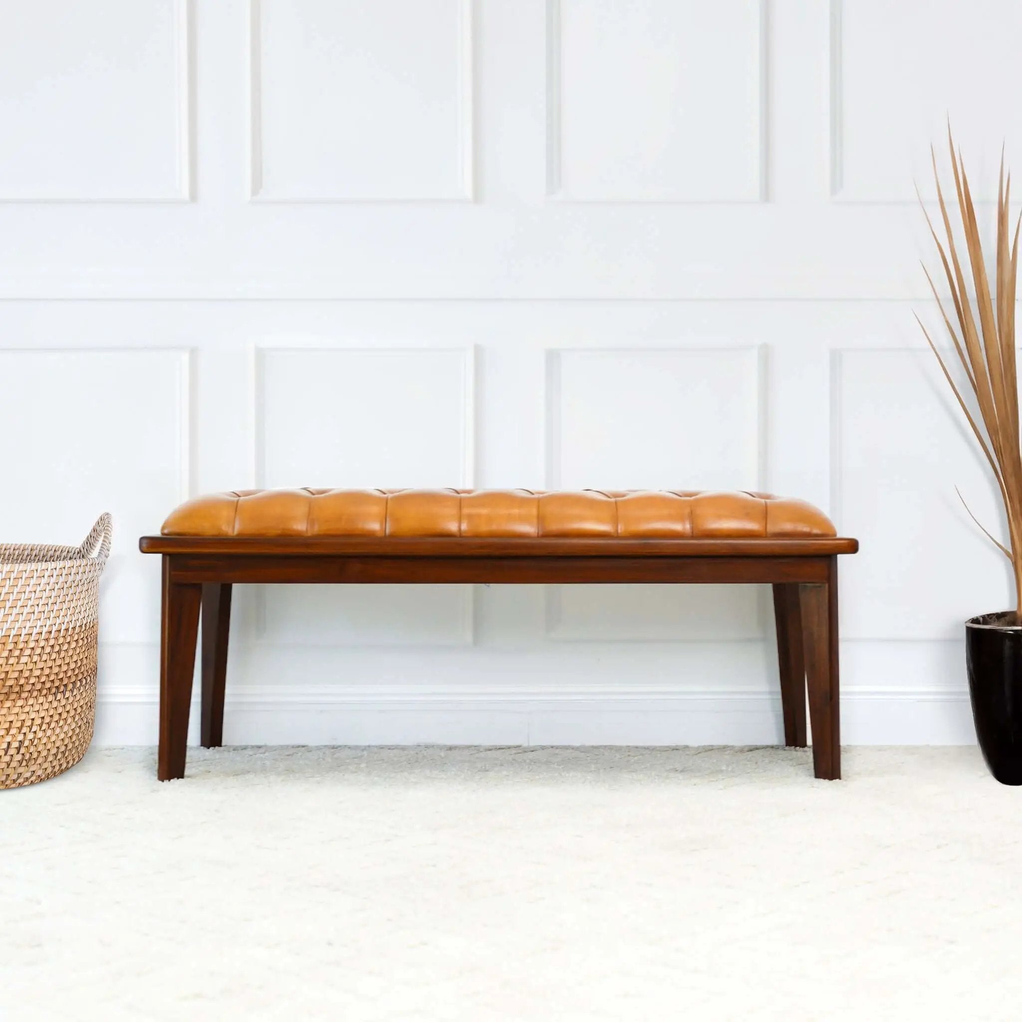 Arden - Bench With Buttons - Brown / Rustic / Tan by Unique Piece Furniture