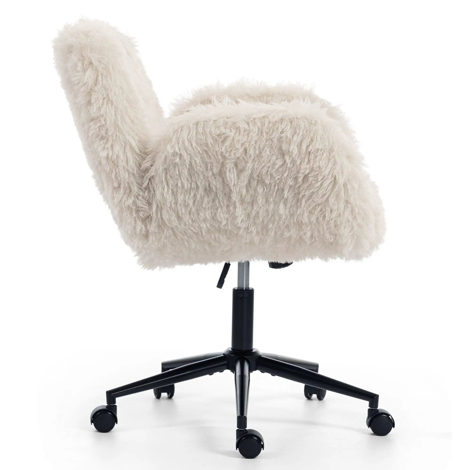 Swivel Chair With Adjustable Armrests And Wheels For Home Office - Beige by HouseOfZazla