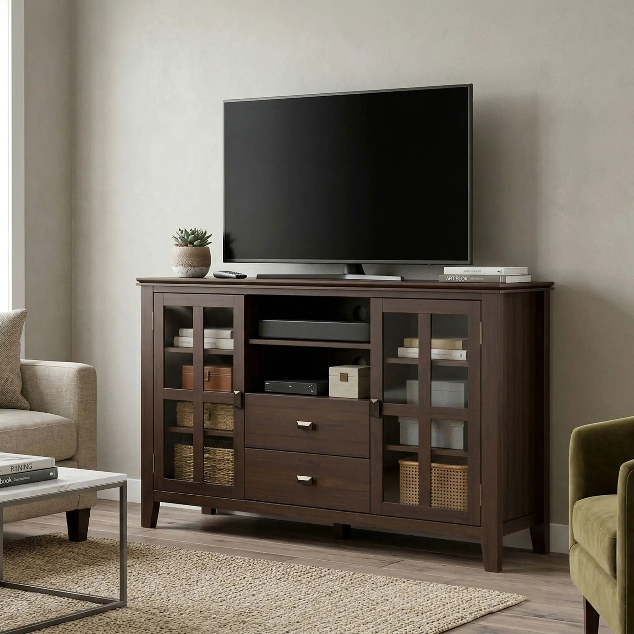 Artisan - Tall TV Media Stand - Natural Aged Brown by Unique Piece Furniture