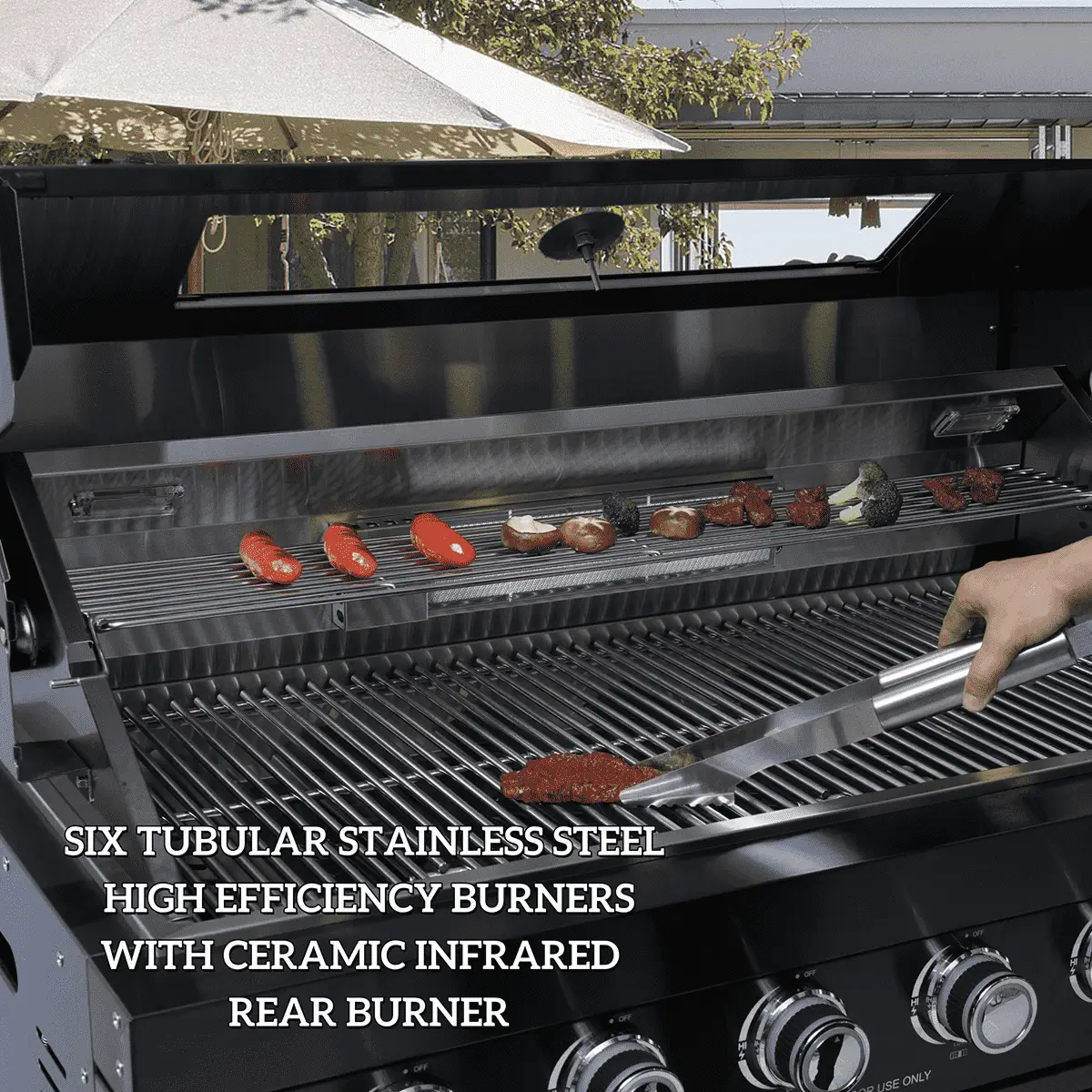 65" 4-Burner 72,000 BTU Black Outdoor Kitchen Island Grill + Wine Cooler + Rotisserie Kit by Chery Industrial