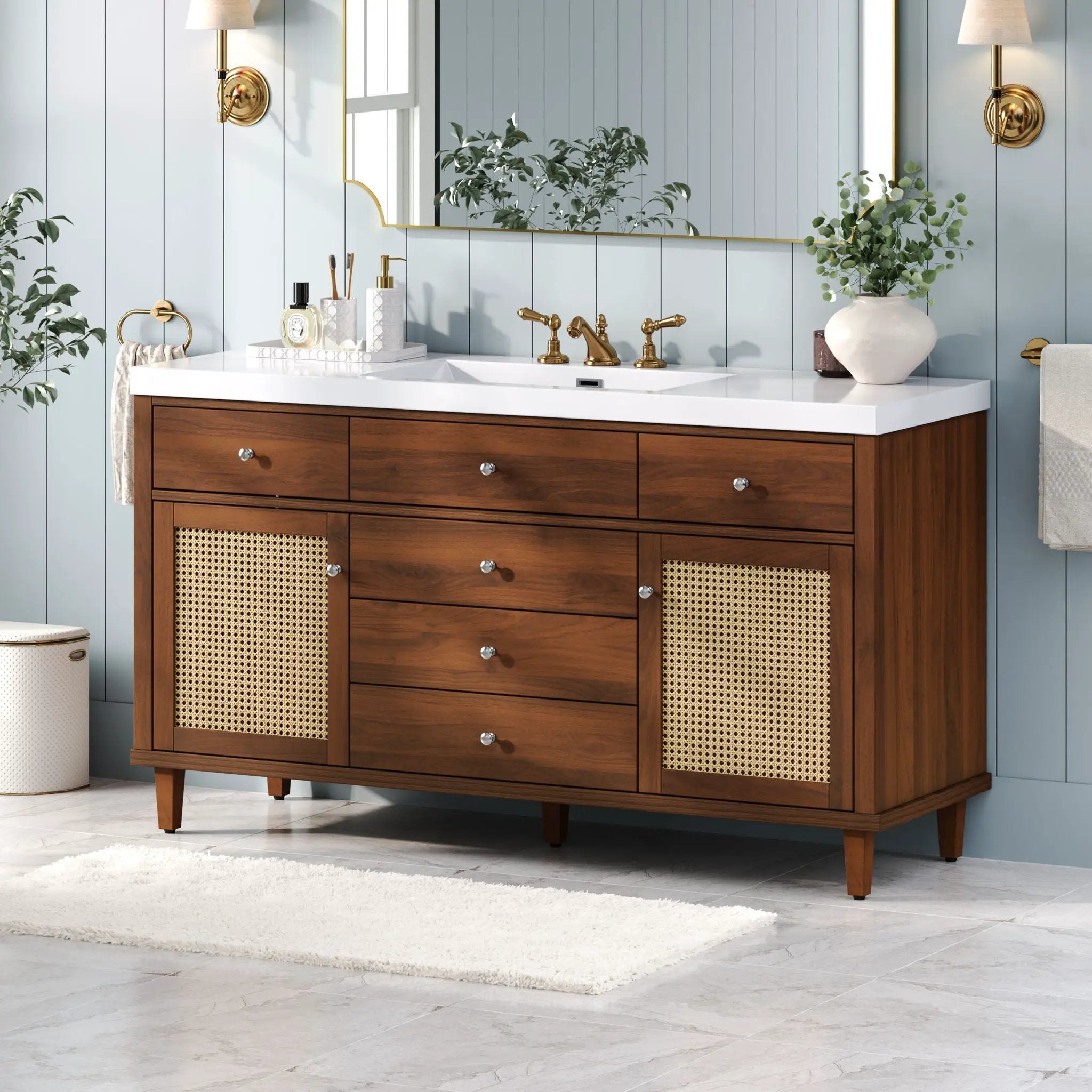 Bathroom Vanity With Sink, 5 Legs, Soft Close Drawers by HouseOfZazla