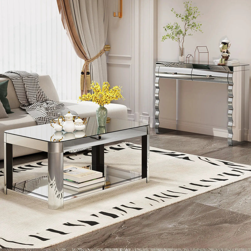 Baked Curved Mirror Coffee Table for Living Room by HouseOfZazla