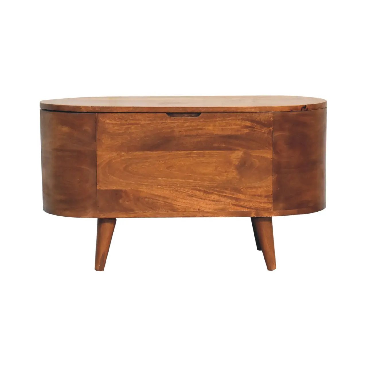 Solid Wood Chestnut Rounded Lid-Up Blanket Box by HouseOfZazla