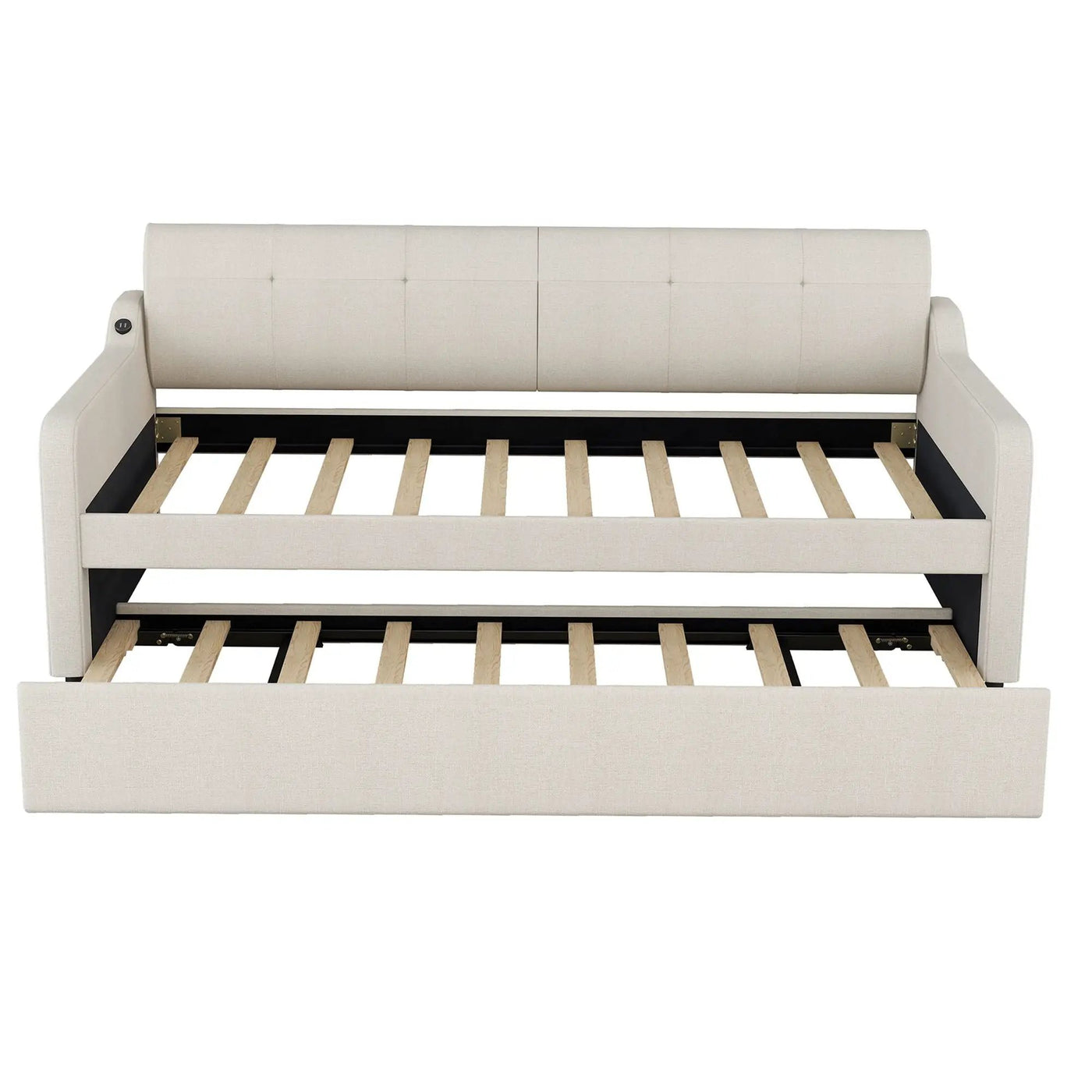 Upholstered Daybed With Trundle And USB Charging by HouseOfZazla