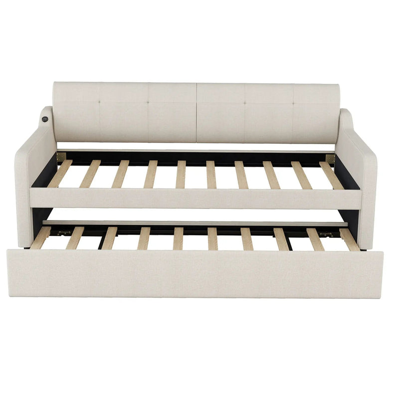 Upholstered Daybed With Trundle And USB Charging by Unique Piece Furniture