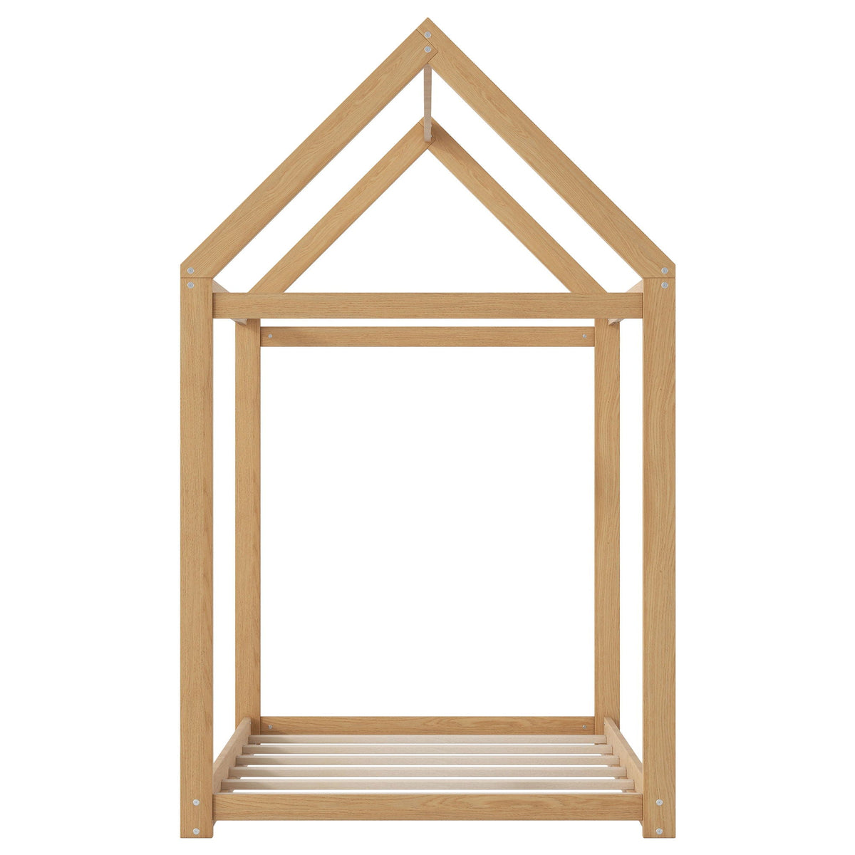 Wooden House Shaped Platform Bed with Low Profile - Twin Size