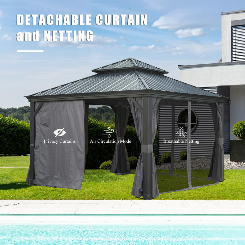 12'x12' Hardtop Gazebo Canopy with Galvanized Steel Double Roof by HouseOfZazla