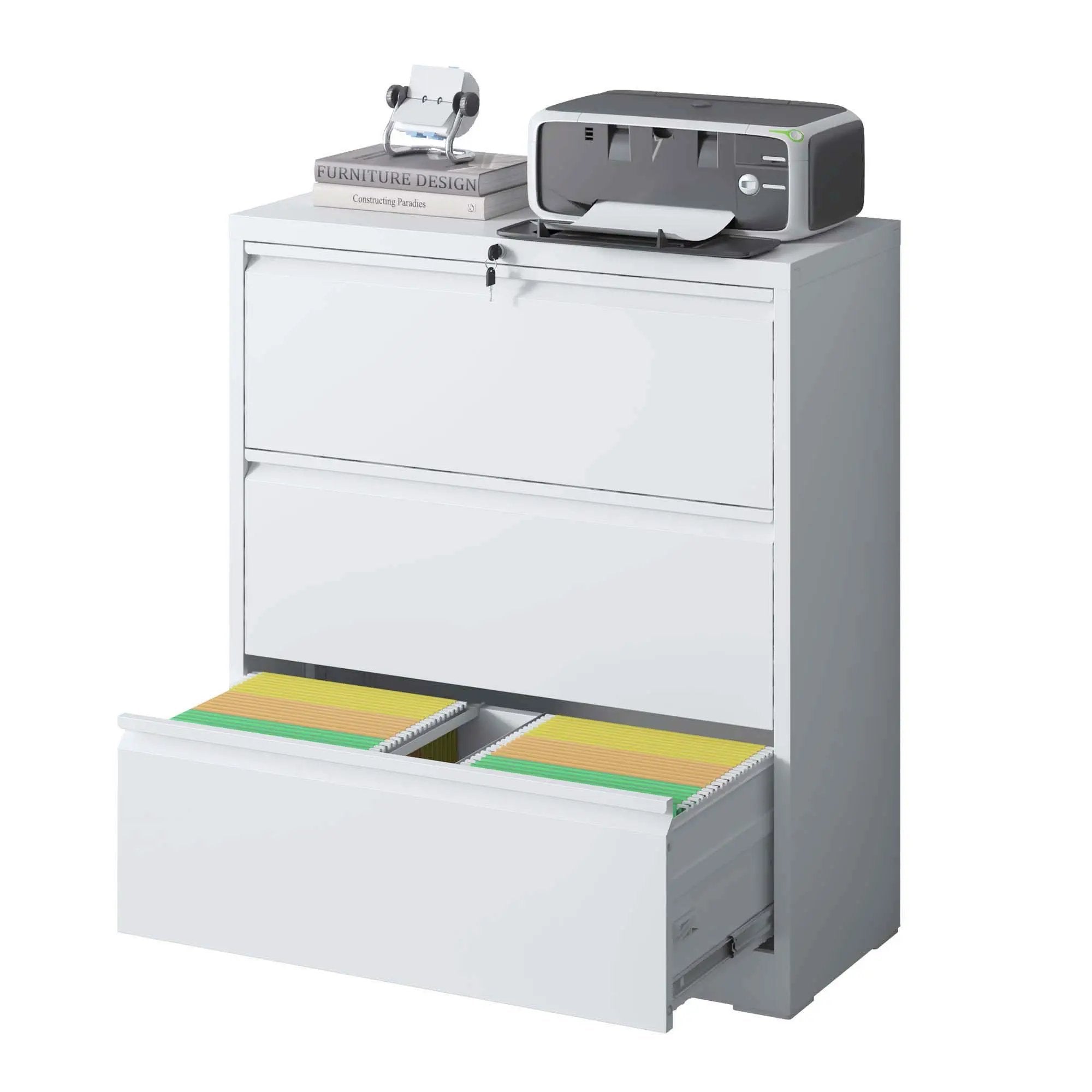 Premium Drawer Metal Lateral File Cabinet With Lock by Unique Piece Furniture