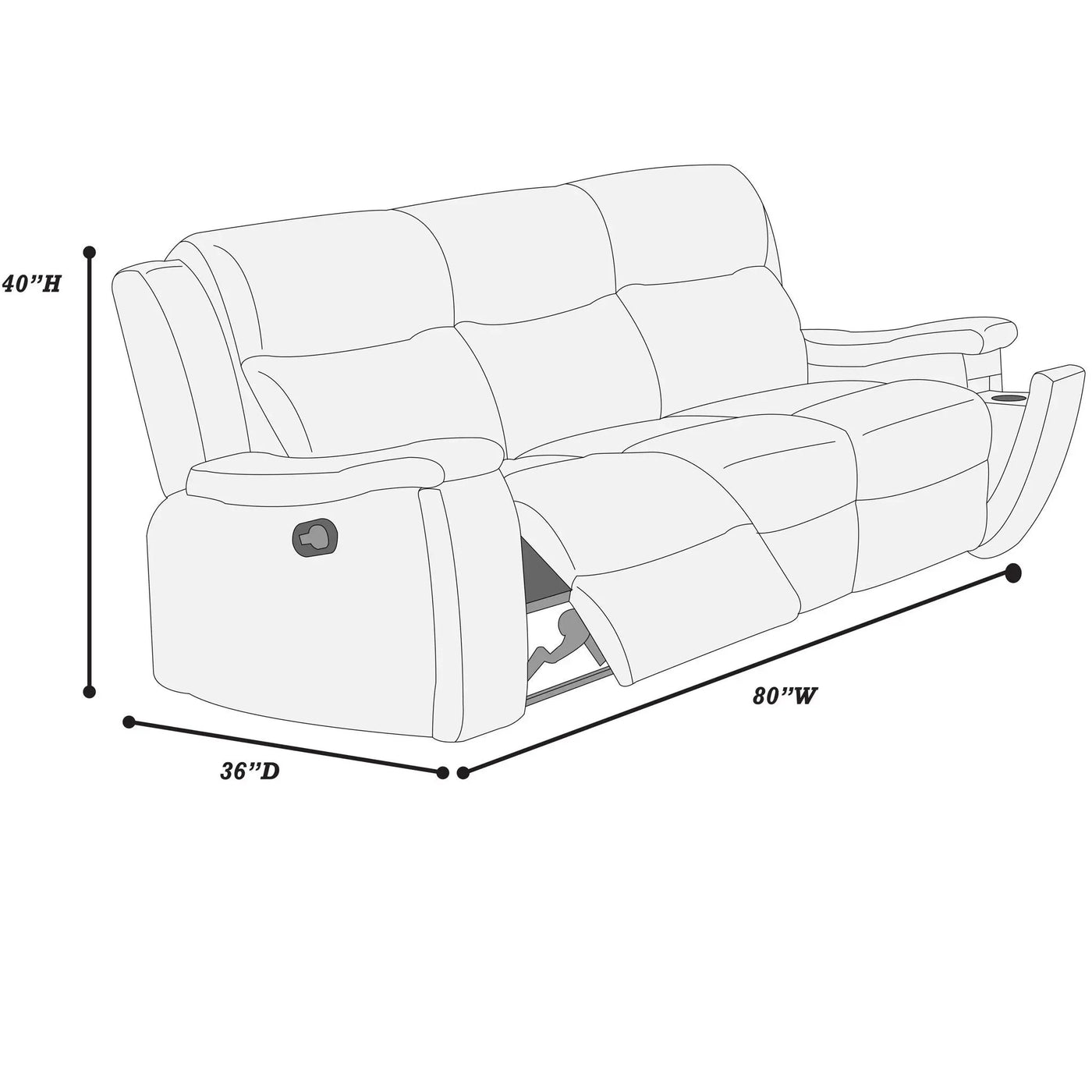 Modern Manual Motion Living Room Set & Hidden Cup Holders by HouseOfZazla
