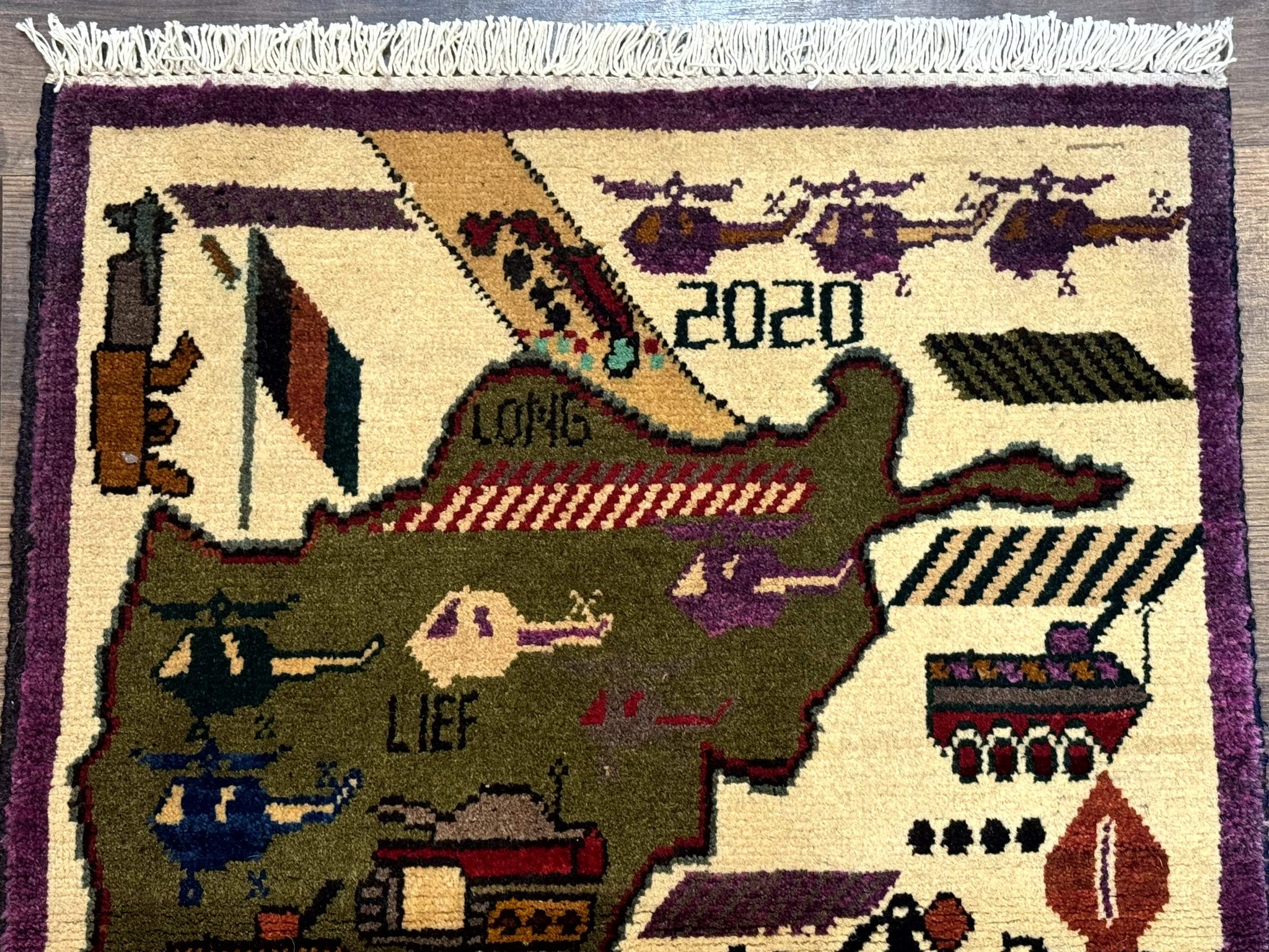 Small Afghan War Rug, Collectible, Wool by Jewel Rugs