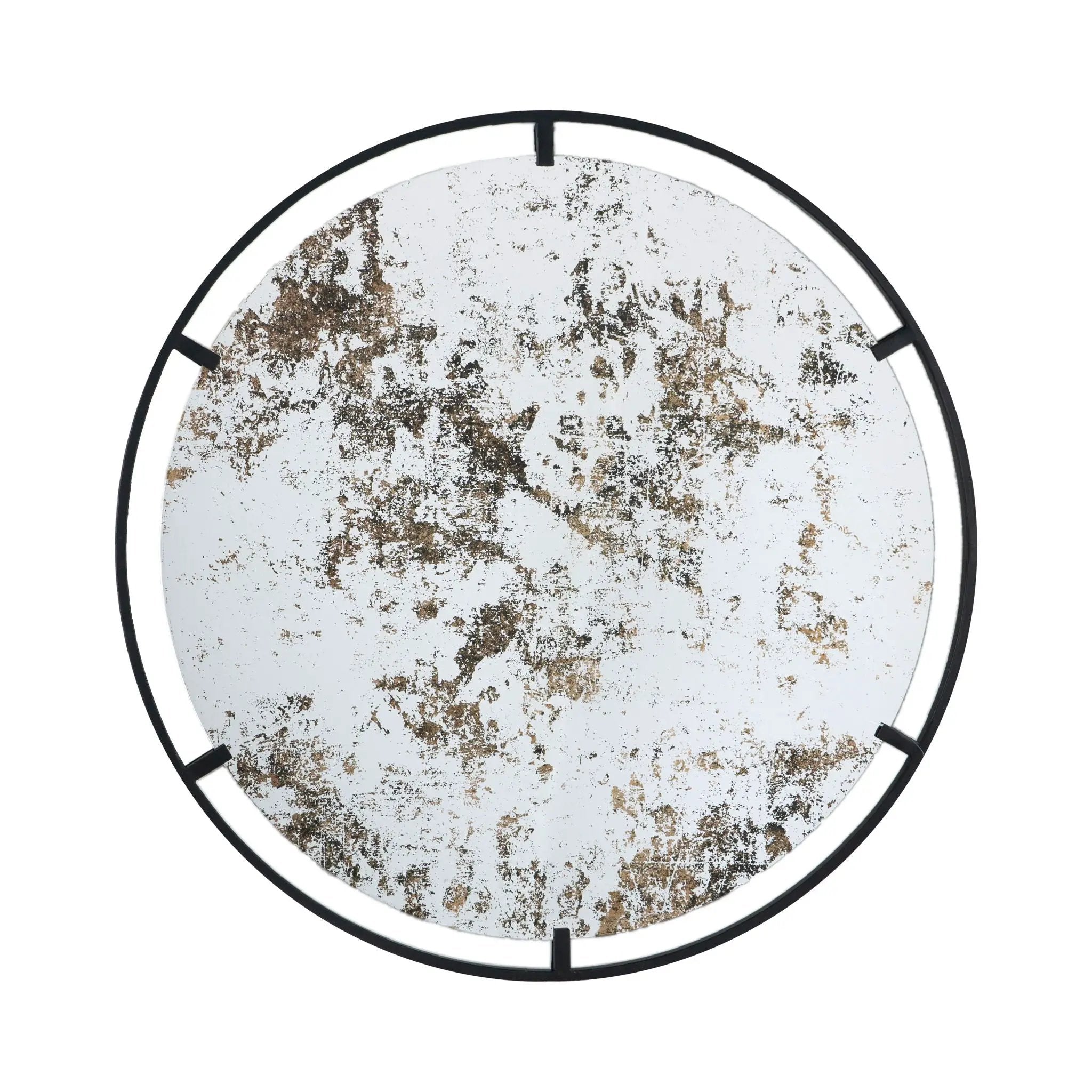 Theodor - Mirror With Industrial Design Round Mirror With Metal Frame For Wall Decor & Entryway Console Lean Against Wall - Black by HouseOfZazla