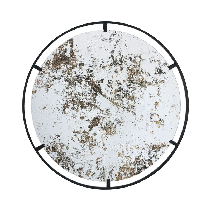 Theodor - Mirror With Industrial Design Round Mirror With Metal Frame For Wall Decor & Entryway Console Lean Against Wall - Black by HouseOfZazla