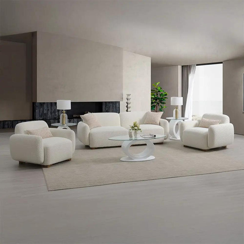 Darius - Sofa With 2 Pillows - Beige Boucle by Unique Piece Furniture
