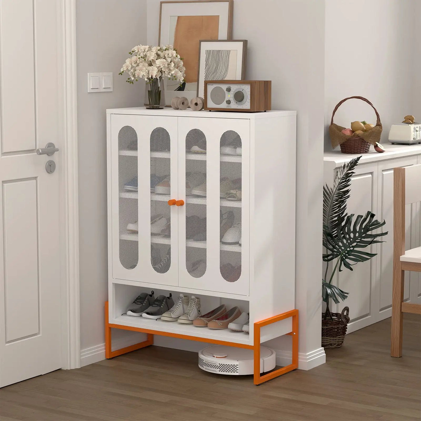 Modern Metal Shoe Cabinet With DoublebSided Doors And Adjustable Partitions by HouseOfZazla
