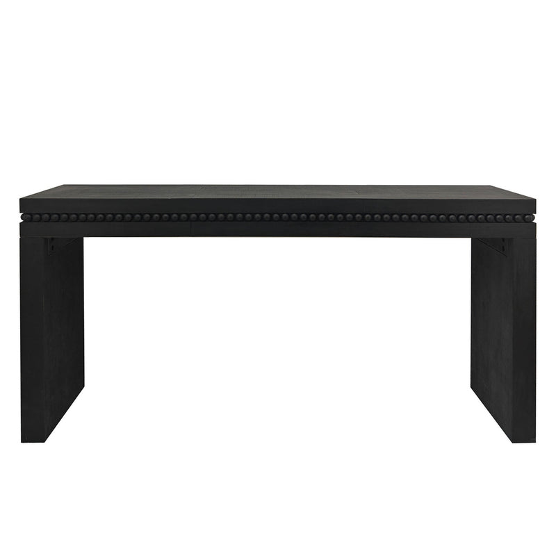 64in Modern Black Wood Console Table – Elegant Entryway Table with Decorative Beaded Trim by HouseOfZazla
