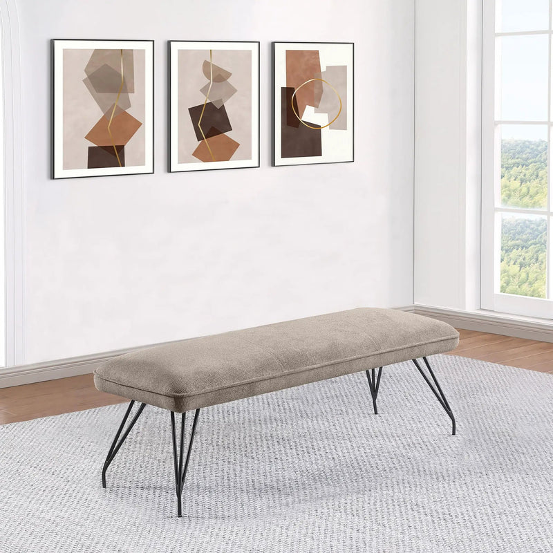 Dodson Fabric Upholstered Dining Bench Taupe by Unique Piece Furniture