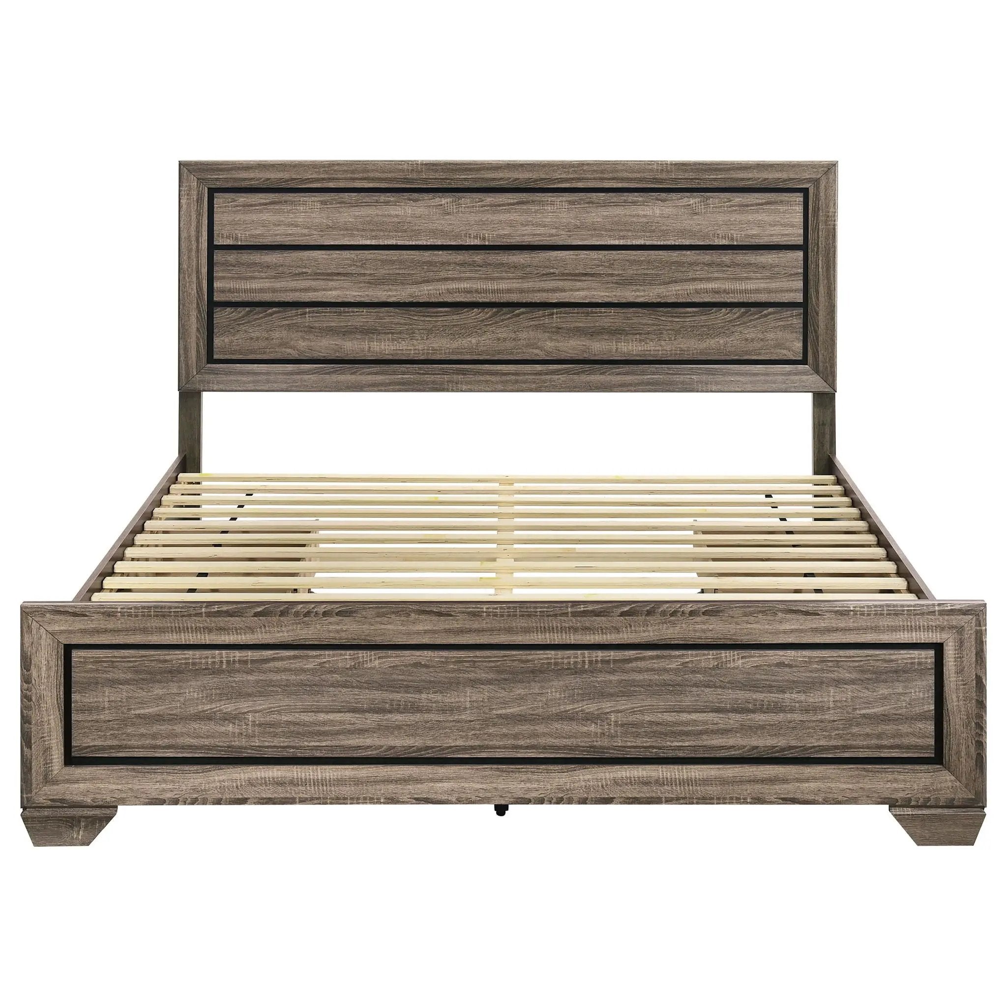 Kauffman Wood Eastern King Storage Panel Bed Washed Taupe by Unique Piece Furniture