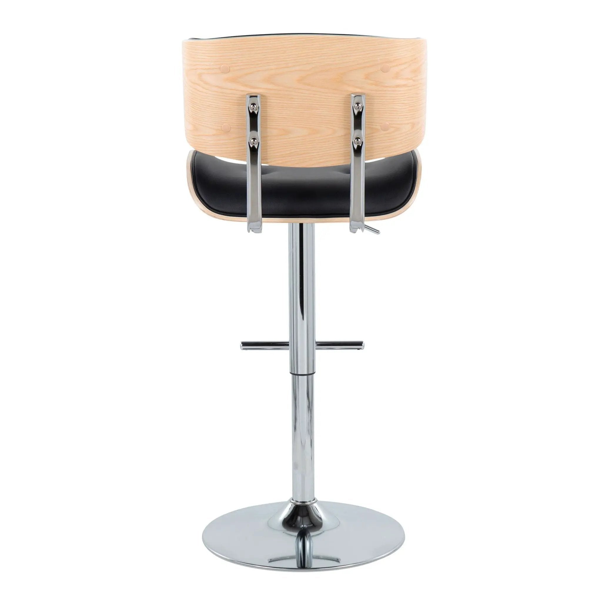 Lombardi - Contemporary Adjustable Barstool With Swivel With Straight T Footrest (Set of 2) by Unique Piece Furniture