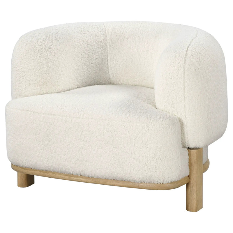 Lawler Upholstered Barrel Back Accent Chair Ivory and Natural by Unique Piece Furniture