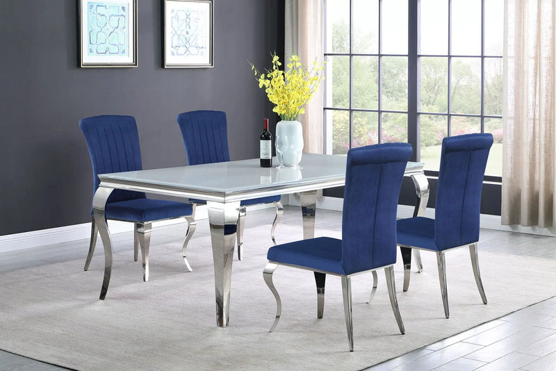 Carone Rectangular 81-inch Glass Top Dining Table White by Unique Piece Furniture